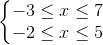 left{begin{matrix} -3leq xleq 7\-2leq xleq 5 end{matrix}right.