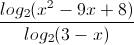 \frac{log_{2}(x^{2}-9x+8)}{log_{2}(3-x)}