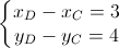 \left\{\begin{matrix}x_{D}-x_{C}=3\\y_{D}-y_{C}=4\end{matrix}\right.