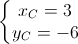 \left\{\begin{matrix}x_{C}=3\\y_{C}=-6\end{matrix}\right.