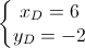 \left\{\begin{matrix}x_{D}=6\\y_{D}=-2\end{matrix}\right.