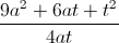 \frac{9a^{2}+6at+t^{2}}{4at}