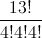 \frac{13!}{4!4!4!}