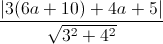 \frac{|3(6a+10)+4a+5|}{\sqrt{3^{2}+4^{2}}}