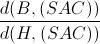 \frac{d(B,(SAC))}{d(H,(SAC))}