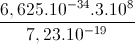 \frac{6,625.10^{-34}.3.10^8}{7,23.10^{-19}}