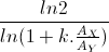 frac{ln2}{ln(1+k.frac{A_{X}}{A_{Y}})}