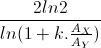 frac{2ln2}{ln(1+k.frac{A_{X}}{A_{Y}})}