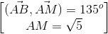 \begin{bmatrix} (\vec{AB},\vec{AM})=135^{o}\\AM=\sqrt{5} \end{bmatrix}