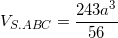 small V_{S.ABC}=frac{243a^{3}}{56}