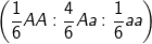 fn_cm small left ( frac{1}{6}AA : frac{4}{6}Aa : frac{1}{6}aa right )