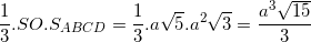 small frac{1}{3}.SO.S_{ABCD}=frac{1}{3}.asqrt{5}.a^{2}sqrt{3}=frac{a^{3}sqrt{15}}{3}