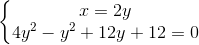 \left\{\begin{matrix} x=2y\\ 4y^{2}-y^{2}+12y+12=0 \end{matrix}\right.