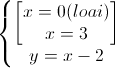 \left\{\begin{matrix}\begin{bmatrix}x=0(loai)\\x=3\end{bmatrix}\\y=x-2\end{matrix}\right.