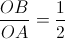 frac{OB}{OA}=frac{1}{2}