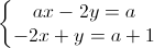 \left\{\begin{matrix}ax-2y=a\\-2x+y=a+1\end{matrix}\right.