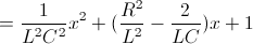 \Rightarrow y=\frac{1}{L^{2}C^{2}}x^{2}+(\frac{R^{2}}{L^{2}}-\frac{2}{LC})x+1