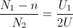 \frac{N_{1}-n}{N_{2}}=\frac{U_{1}}{2U}