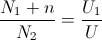 \frac{N_{1}+n}{N_{2}}=\frac{U_{1}}{U}