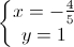 \left\{\begin{matrix}x=-\frac{4}{5}\\y=1\end{matrix}\right.