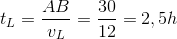 t_{L}=\frac{AB}{v_{L}}=\frac{30}{12}=2,5h