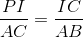 \frac{PI}{AC} = \frac{IC}{AB}