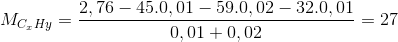 M_{C_{x}Hy} = \frac{2,76 - 45.0,01 - 59.0,02 - 32.0,01}{0,01 + 0,02} = 27