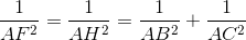 \frac{1}{AF^{2}} = \frac{1}{AH^{2}} = \frac{1}{AB^{2}} + \frac{1}{AC^{2}}