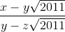 \frac{x-y\sqrt{2011}}{y-z\sqrt{2011}}