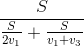 \frac{S}{\frac{S}{2v_{1}}+\frac{S}{v_{1}+v_{3}}}