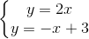 \left\{\begin{matrix} y=2x\\ y=-x+3 \end{matrix}\right.