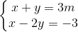 \left\{\begin{matrix} x+y = 3m\\ x-2y =-3 \end{matrix}\right.