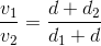 \frac{v_{1}}{v_{2}}=\frac{d+d_{2}}{d_{1}+d}