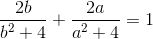 \frac{2b}{b^{2}+4}+\frac{2a}{a^{2}+4}=1