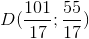 D(\frac{101}{17};\frac{55}{17})