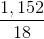 \frac{1,152}{18}