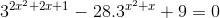 3^{2x^{2}+2x+1}-28.3^{x^{2}+x}+9=0