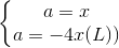 \left\{\begin{matrix} a=x & \\ a=-4x(L)) & \end{matrix}\right.