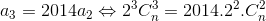 a_{3}=2014a_{2}\Leftrightarrow 2^{3}C_{n}^{3}=2014.2^{2}.C_{n}^{2}