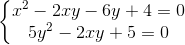 \left\{\begin{matrix} x^{2}-2xy-6y+4=0\\ 5y^{2}-2xy +5=0 \end{matrix}\right.