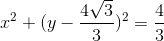 x^{2}+(y-\frac{4\sqrt{3}}{3})^{2}=\frac{4}{3}