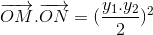 \overrightarrow{OM}.\overrightarrow{ON}=(\frac{y_{1}.y_{2}}{2})^{2}