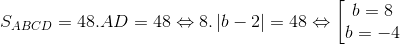 S_{ABCD}=48\Leftrightarrow Ab.AD=48\Leftrightarrow 8.\left | b-2 \right |=48\Leftrightarrow \left [ \begin{matrix} b=8\\ b=-4 \end{matrix}