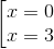 \left [ \begin{matrix} x=0\\ x=3 \end{matrix}