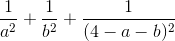 \frac{1}{a^{2}}+\frac{1}{b^{2}}+\frac{1}{(4-a-b)^{2}}