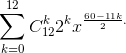 \sum_{k=0}^{12}C_{12}^{k}2^{k}x^{\frac{60-11k}{2}.}