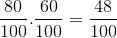 \frac{80}{100}.\frac{60}{100}=\frac{48}{100}