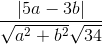 \frac{|5a-3b|}{\sqrt{a^{2}+b^{2}}\sqrt{34}}