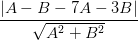 \dpi{100} \frac{|A-B-7A-3B|}{\sqrt{A^{2}+B^{2}}}