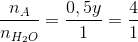 \frac{n_{A}}{n_{H_{2}O}}=\frac{0,5y}{1}=\frac{4}{1}